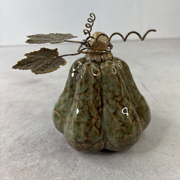 Designspirations 2004 Decorative Harvest Fall Pumpkin Ceramic‎ And Metal - Picture 1 of 11